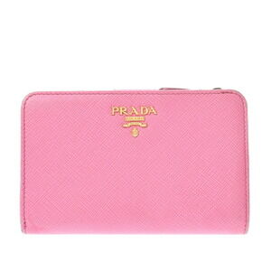 Miu Miu Compact Zip Pink Saffiano Bi fold Wallet